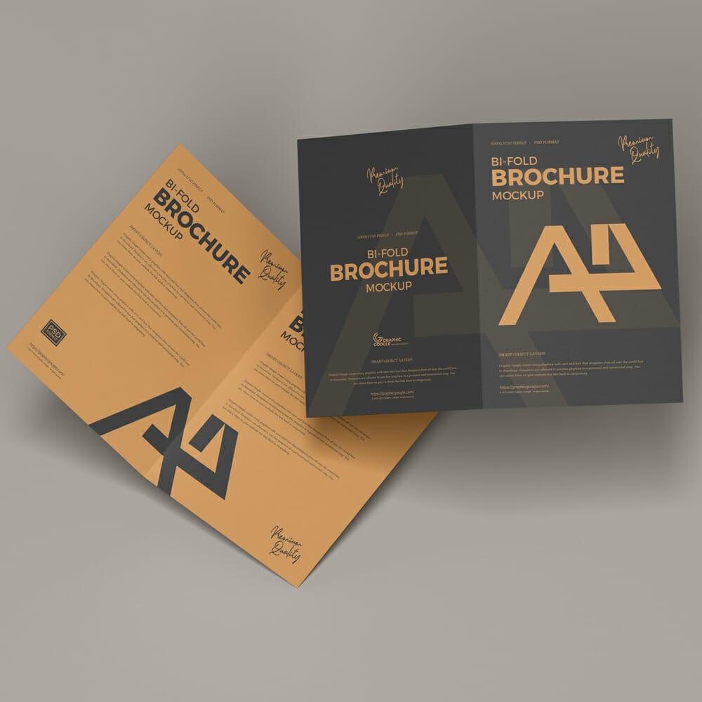 Free Bi Fold A4 Brochure Mockup PSD