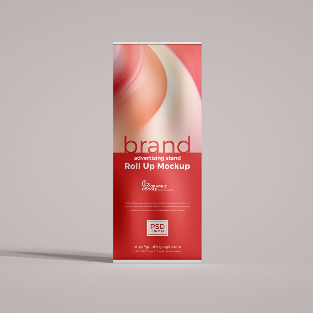 Free Brand Advertising Stand Roll Up Mockup PSD