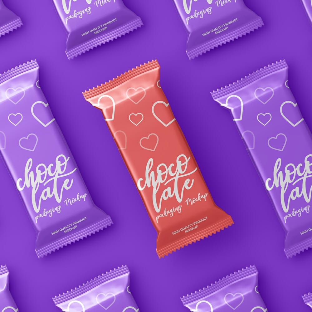 Free Chocolate Candy Bar Packaging Mockup PSD
