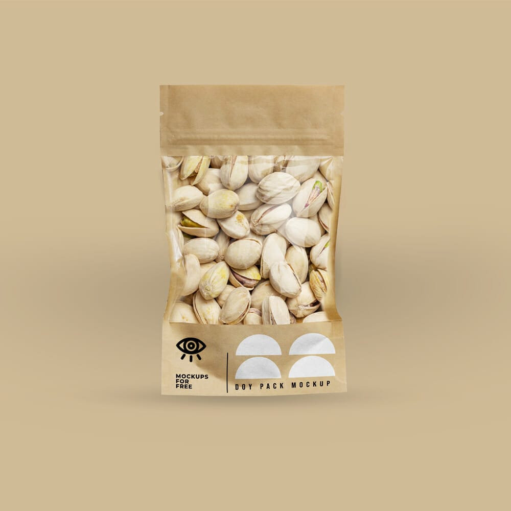 Free Craft Paper Doypack Pouch Mockup PSD