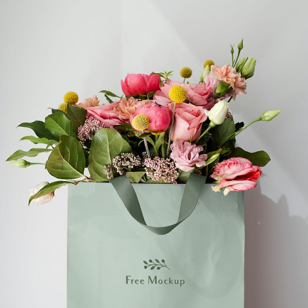 Free Flowers Bag Mockup PSD