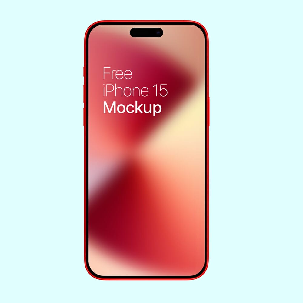 Free Front View of iPhone 15 Mockup PSD