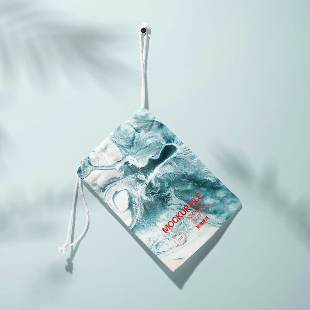 Free Hanging Drawstring Pouch Mockup PSD