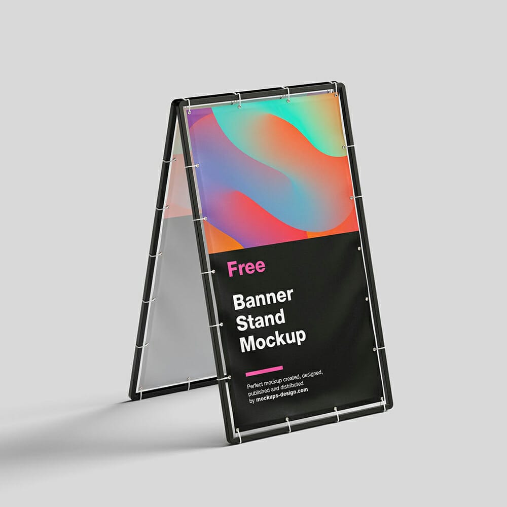 Free Metal Banner Stand Mockup PSD