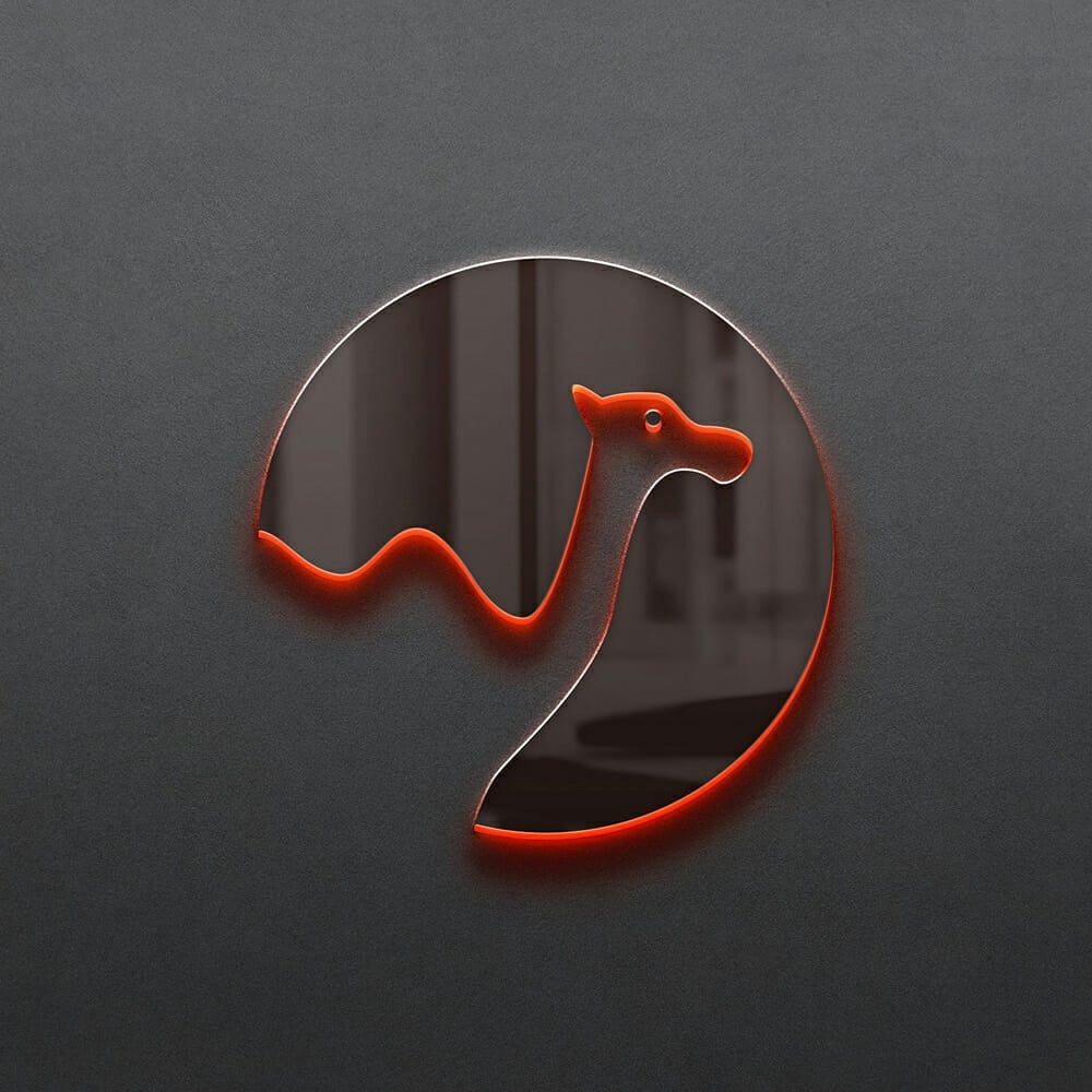 Free Neon Backlight Logo Mockup PSD