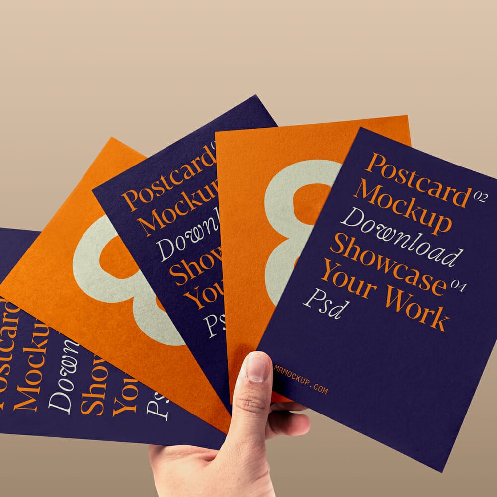 Free Postcards in Hand Mockup PSD