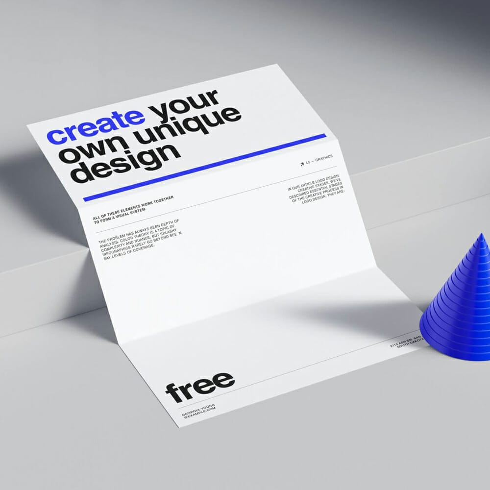 Free Realistic Folded Paper Mockup PSD
