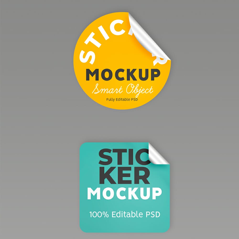 Free Realistic Stickers Mockup PSD
