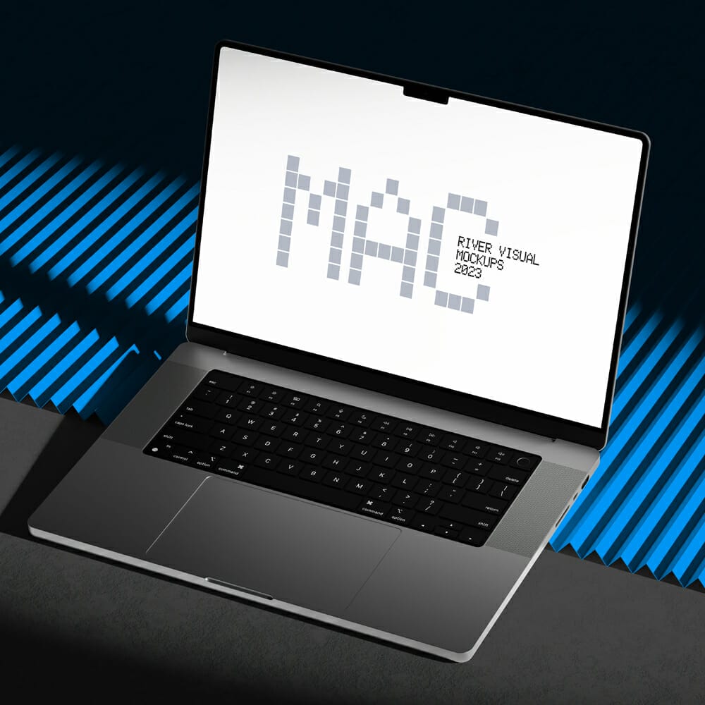 Free Sharp Edges Macbook Pro 16 Mockup PSD