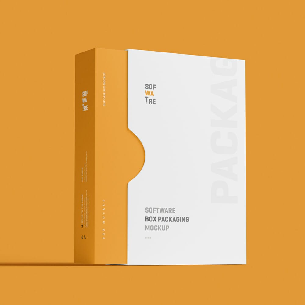 Free Software Box Mockup PSD With Slip Case
