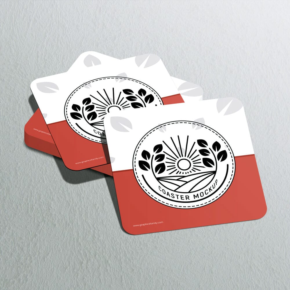 Free Square Coaster Mockup Templates PSD