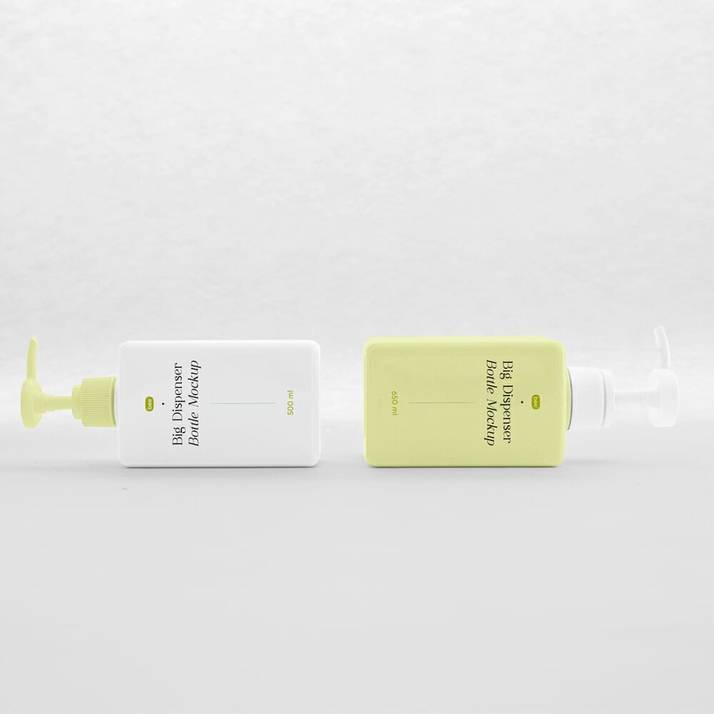 Free Square Dispenser Bottle Mockups PSD