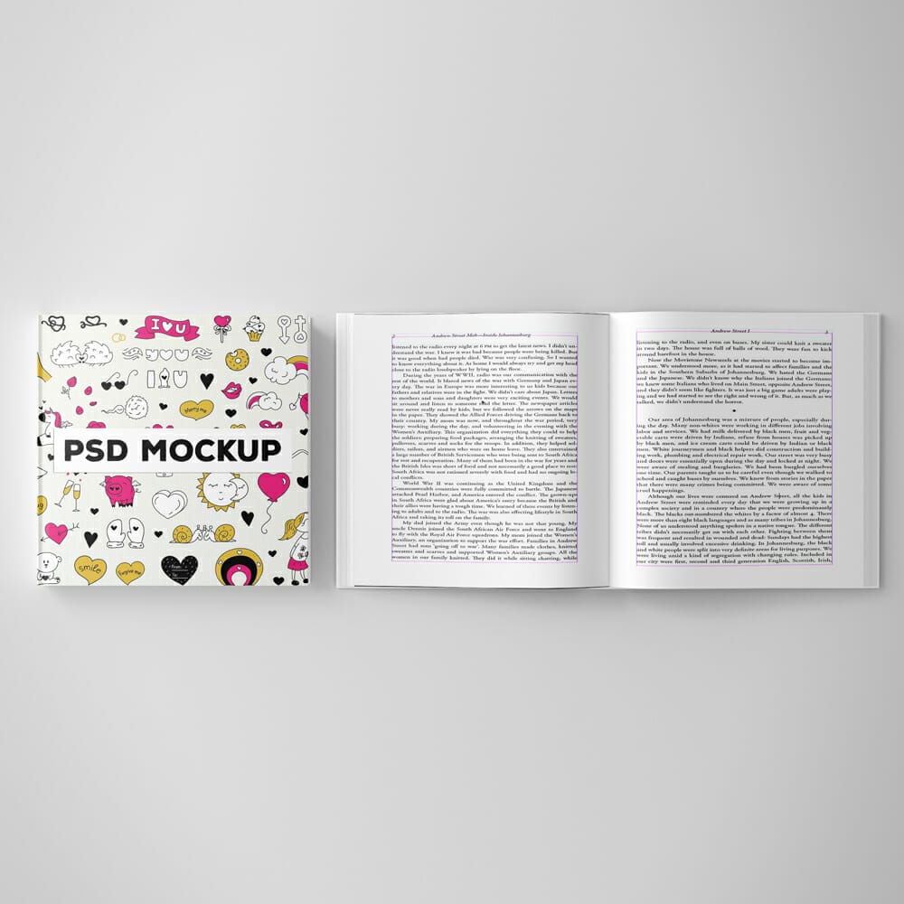 Free Square Hardbook Cover Mockup PSD