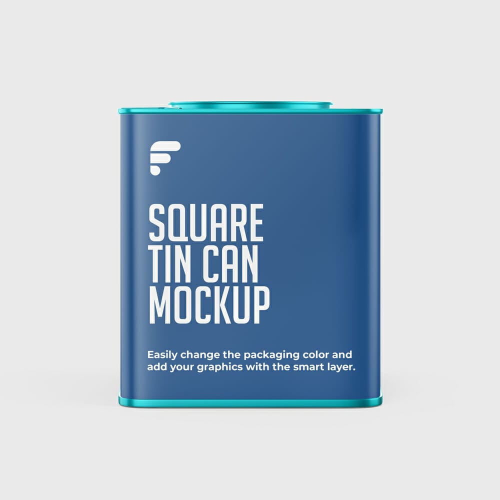 Free Square Tin Can Mockup PSD