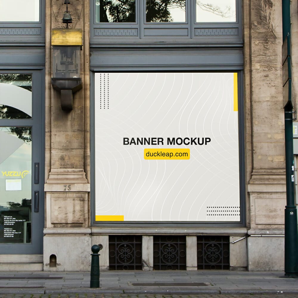 Free Store Door Banner Mockup PSD