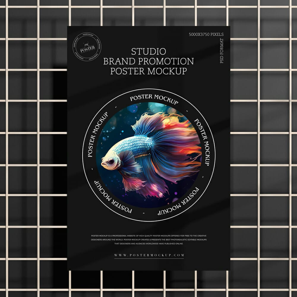 Free Studio Brand Promotion Frame Poster Mockup PSD