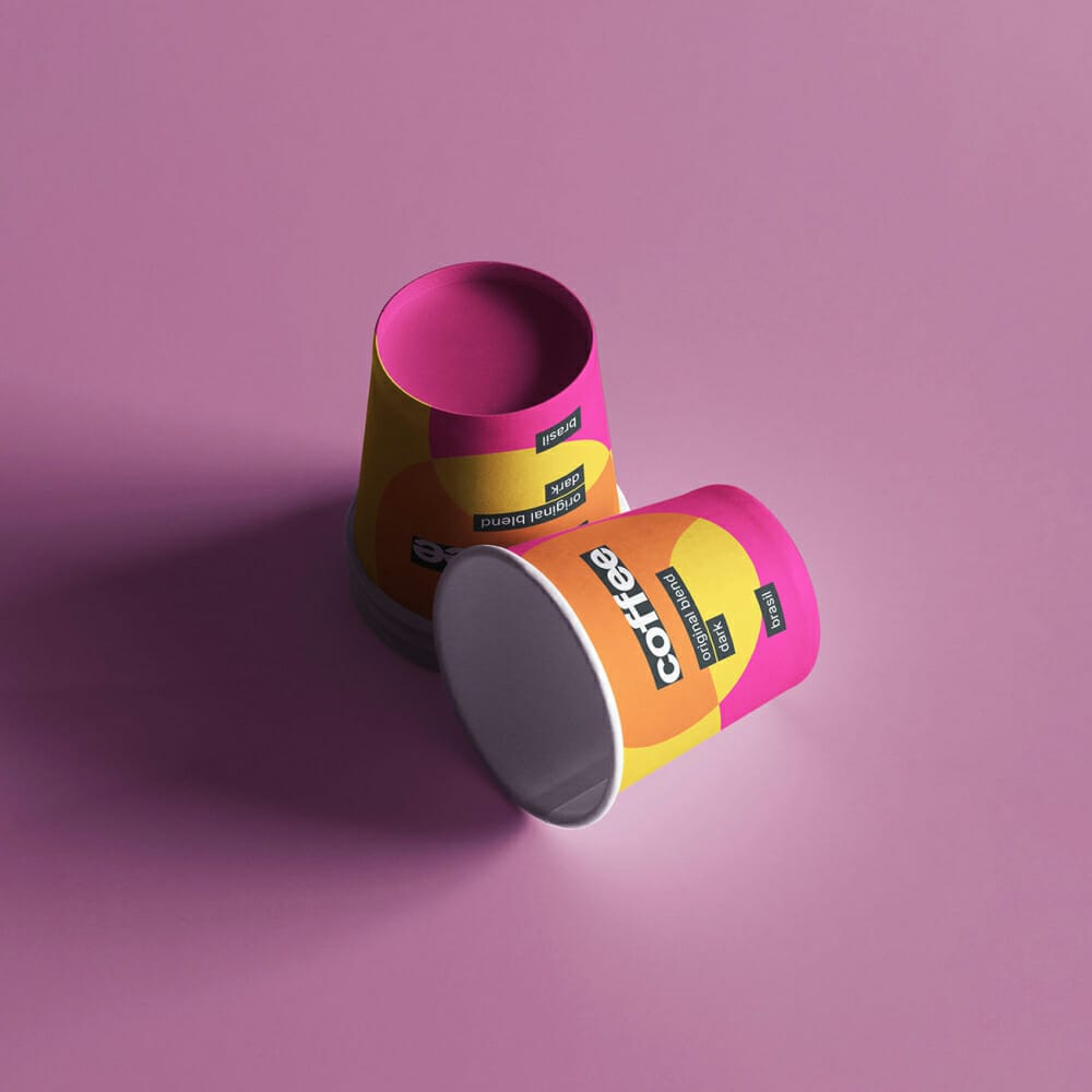 Free Two Mini Coffee Cups Mockup PSD