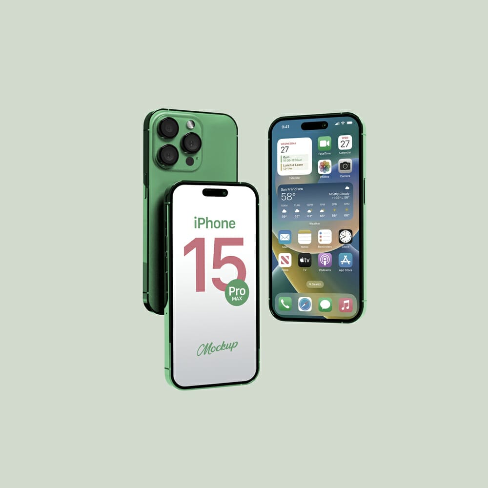Free iPhone 15 Pro Max Mockup Template PSD