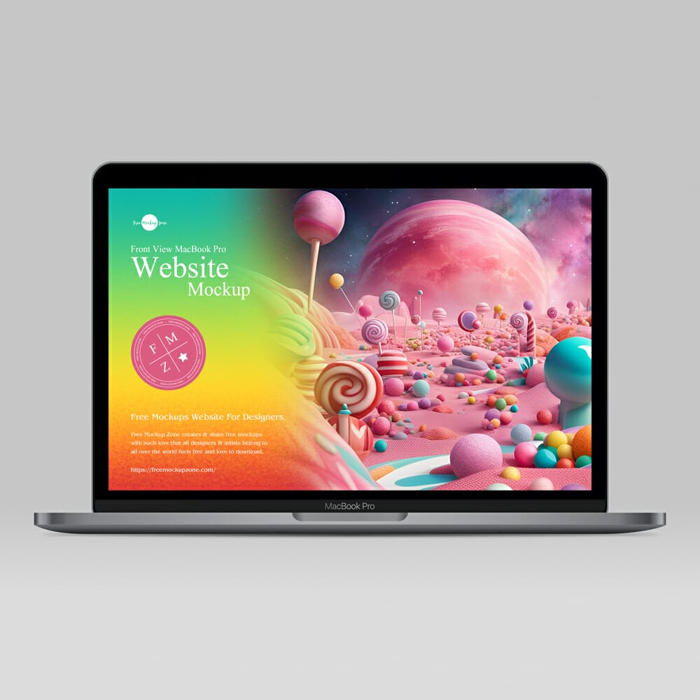 Front View MacBook Pro Website Mockup
