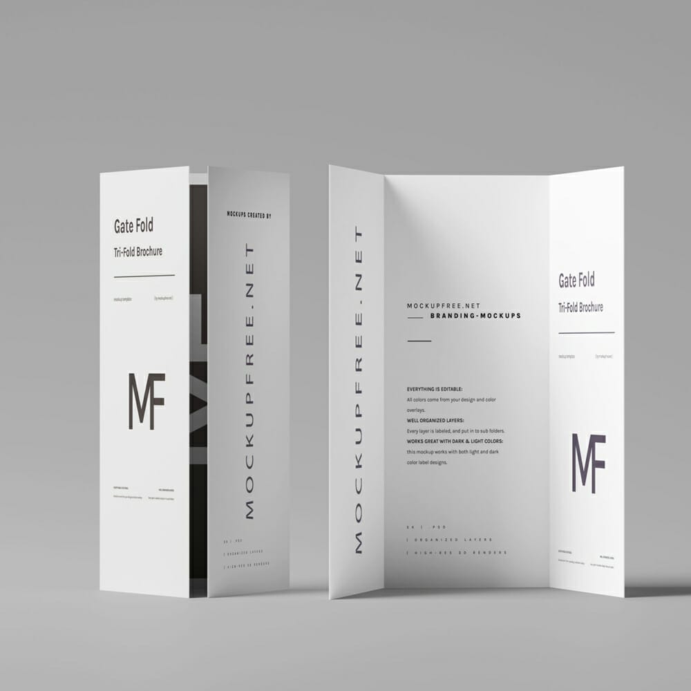 Gate Fold Brochure Mockups PSD