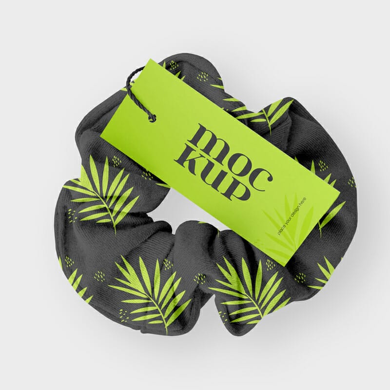 Hair Scrunchie with Label Mockups