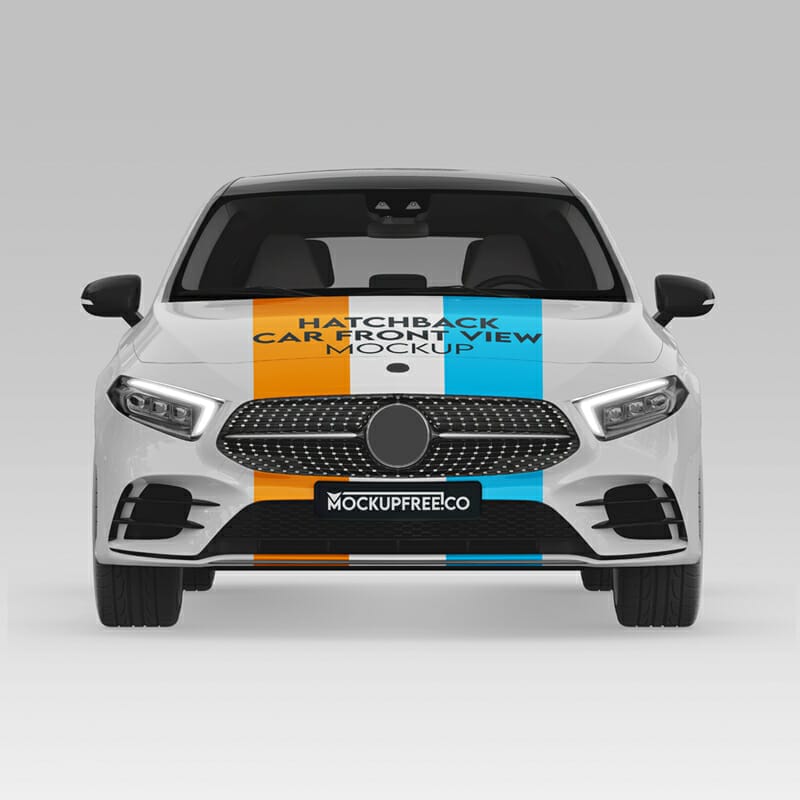 Hatchback Car Front View Mockup PSD