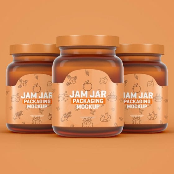 Jam Jar Packaging Mockup PSD