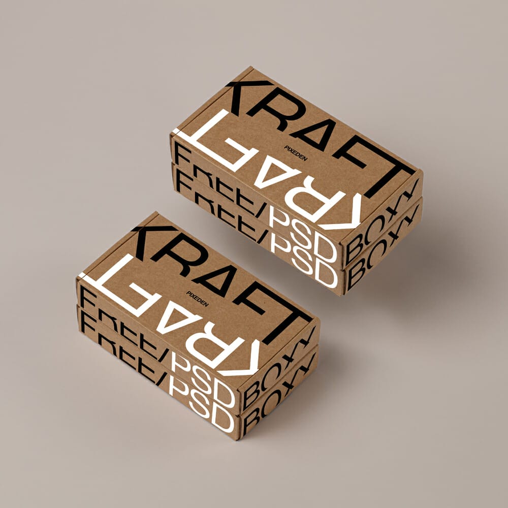 Kraft Boxes Packaging Mockup PSD