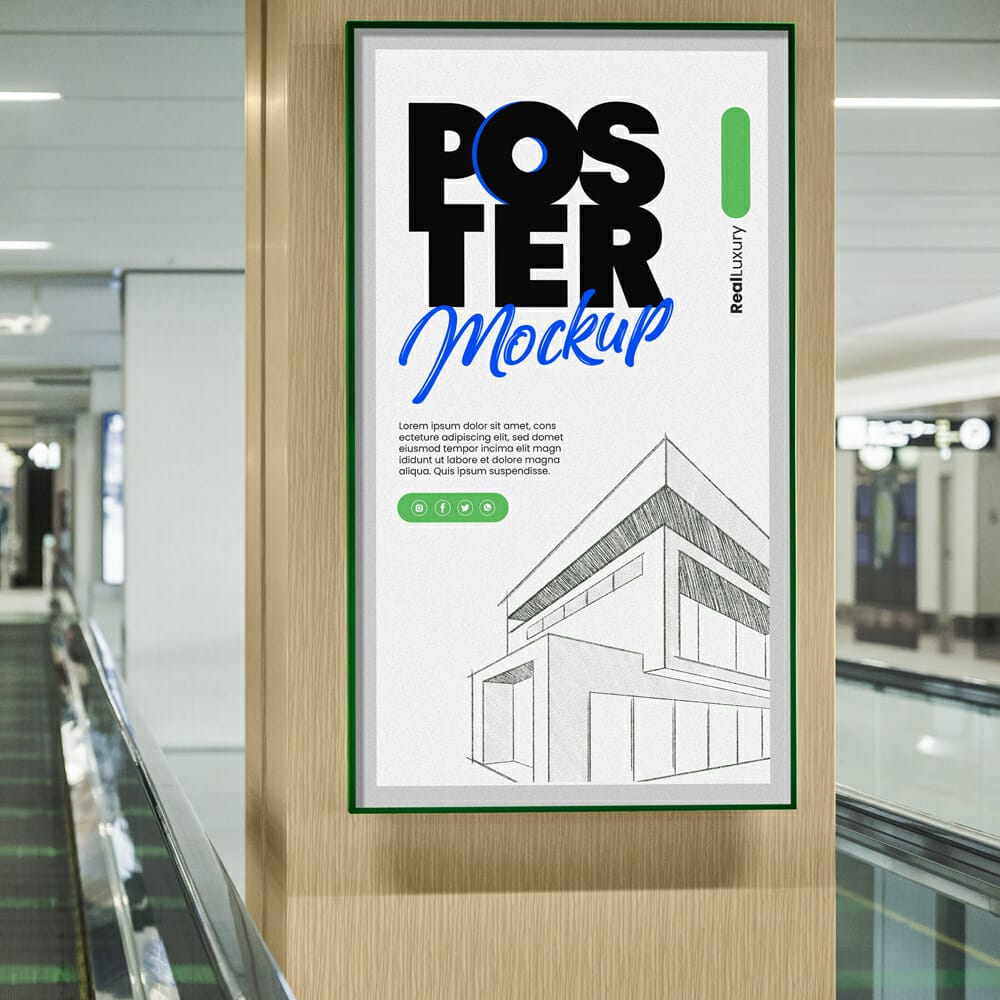 Large Subway Poster Mockup Design PSD