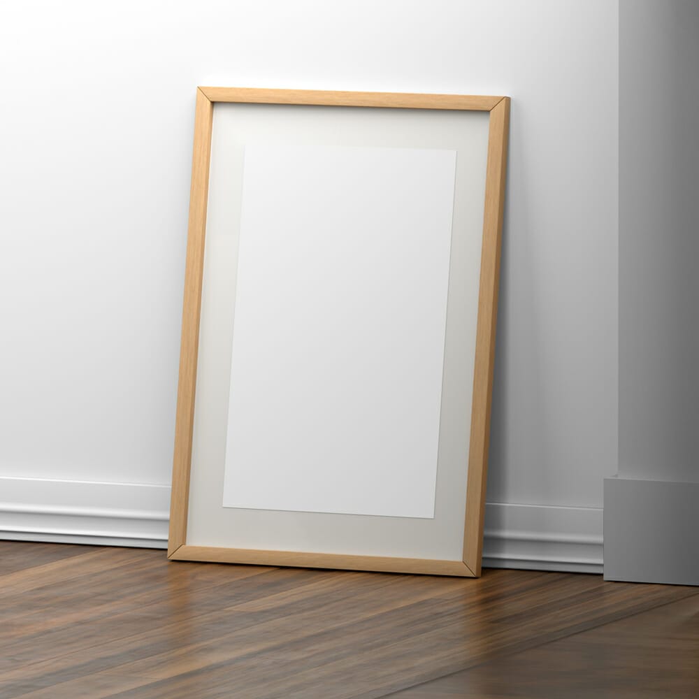 Large Wooden Poster Photo Frame Mockup PSD