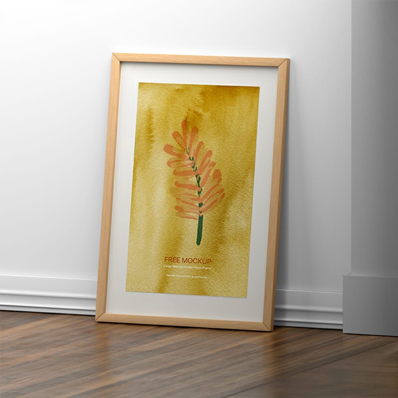 Large Wooden Poster Photo Frame Mockup