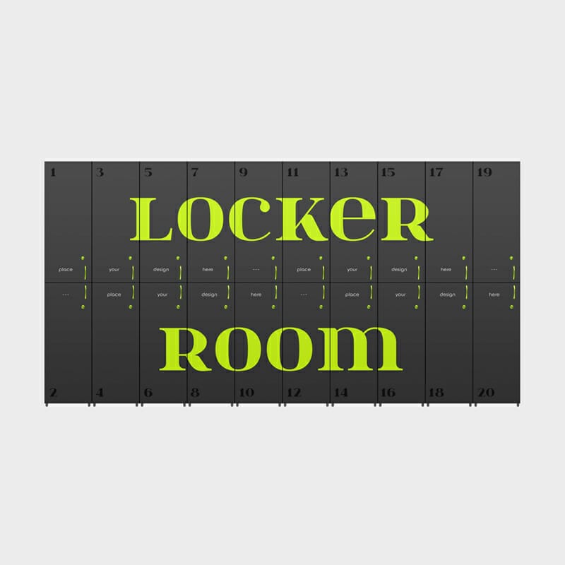 Locker Room Storage Cabinets Mockup PSD