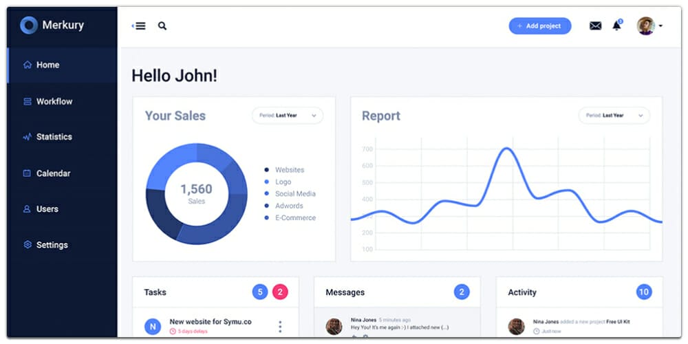 Free Dashboard UI Design PSD- Css Author