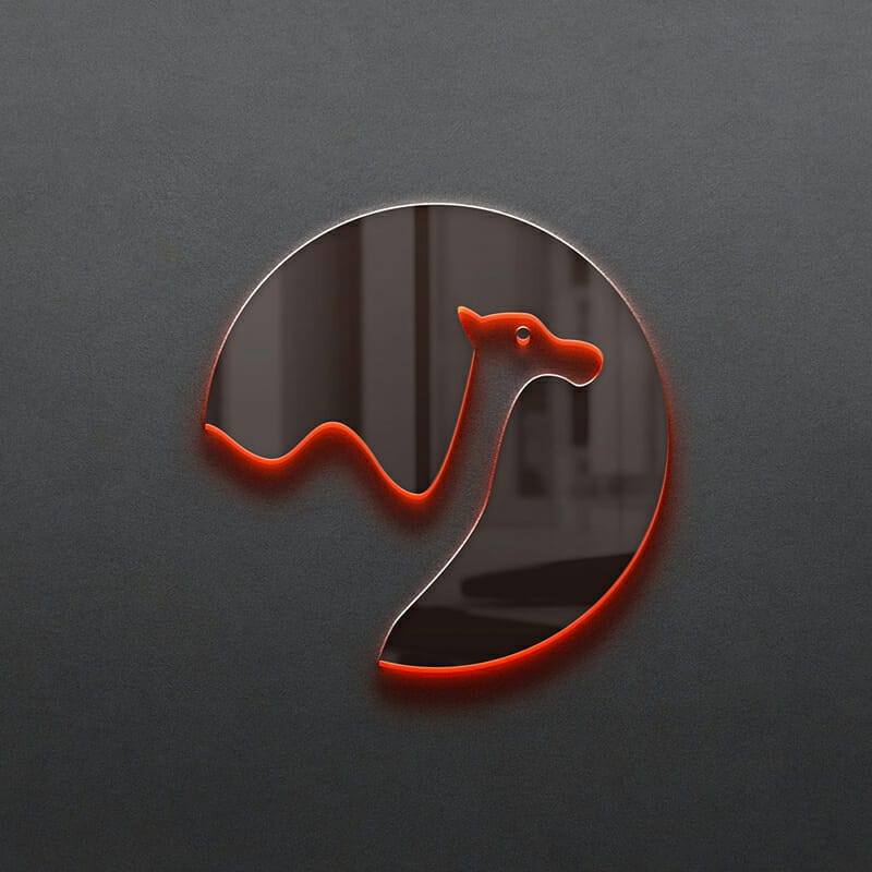 Neon Backlight Logo Mockup PSD