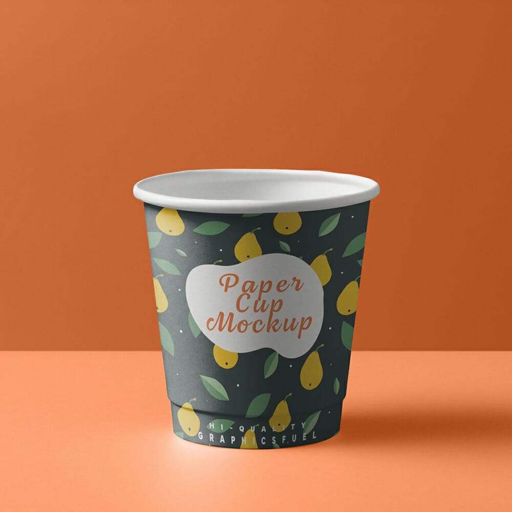 Realistic Paper Cup Mockup Template PSD