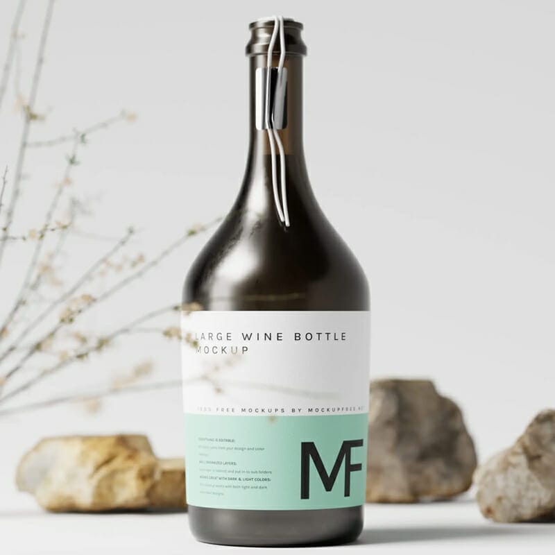 Red Wine or Champagne Bottle Mockups