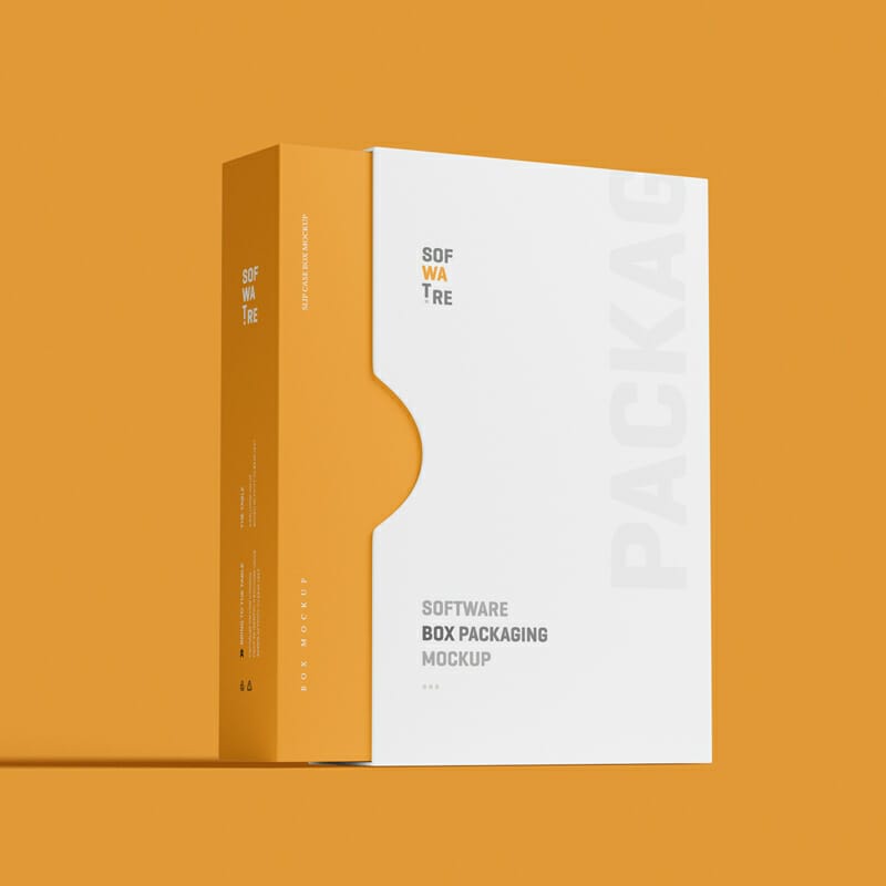 Software Box Mockup PSD With Slip Case