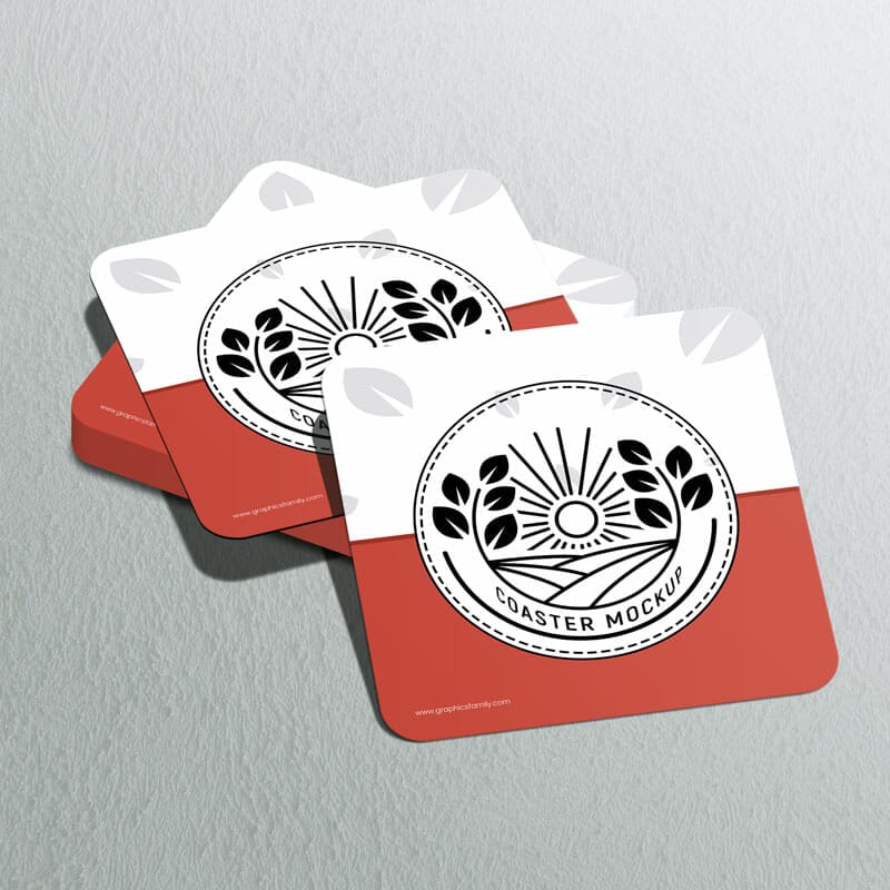Square Coaster Mockup Templates PSD