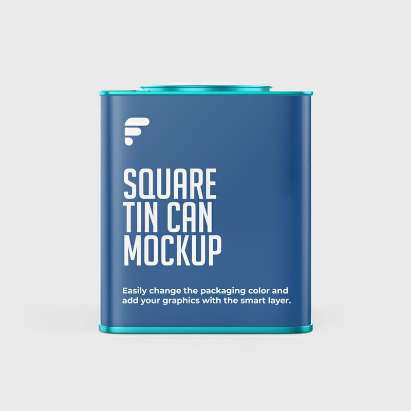 Free Square Tin Can Mockup PSD