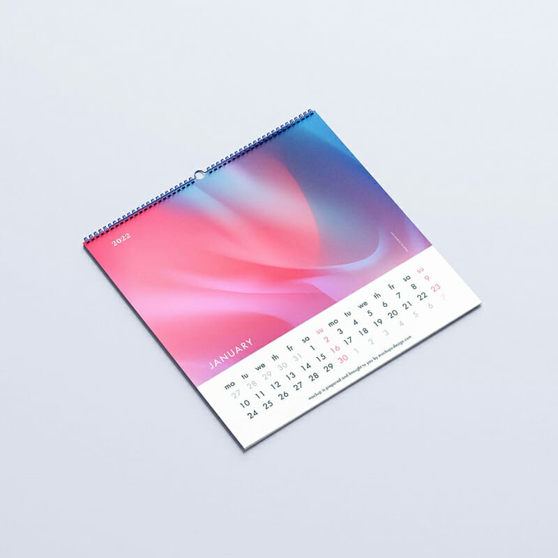 Free Square Wall Calendar Mockup PSD