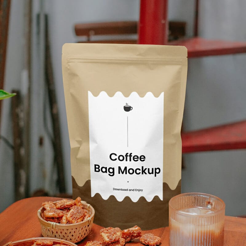 Standing Coffee Bag Mockup PSD