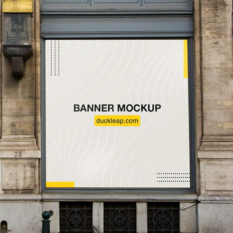 Store Door Banner Mockup PSD