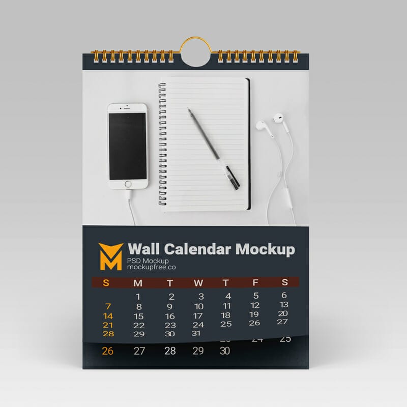 Wall Calendar Mockup Template PSD
