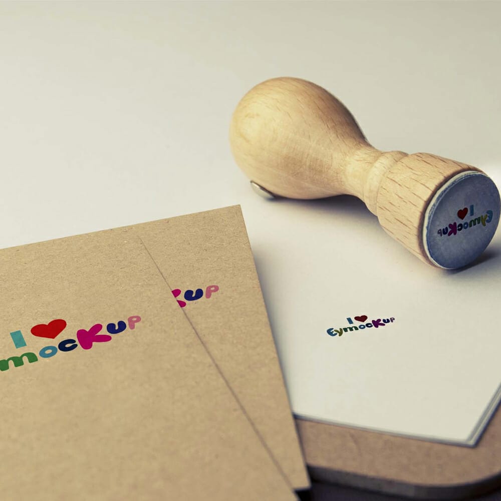 Wood Stamp Logo Mockup PSD