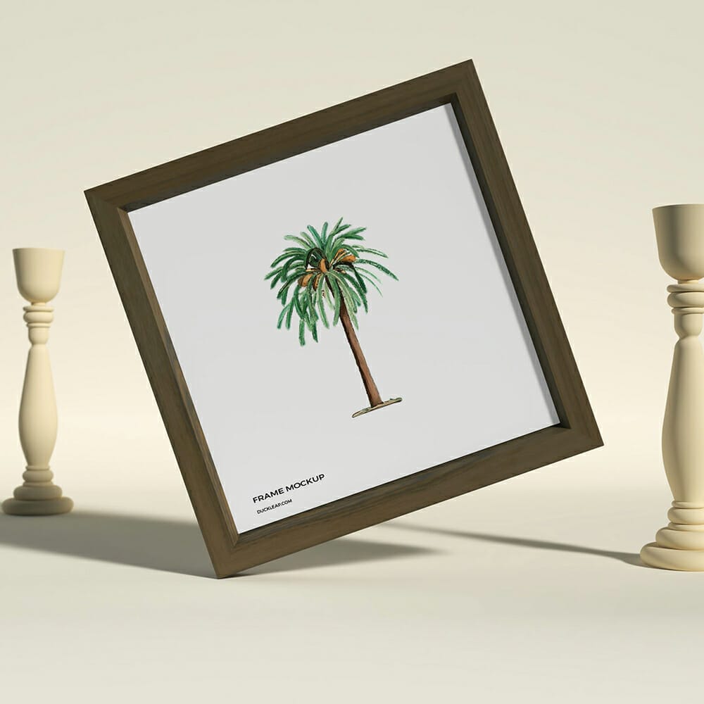 Wooden Square Frame Mockup PSD