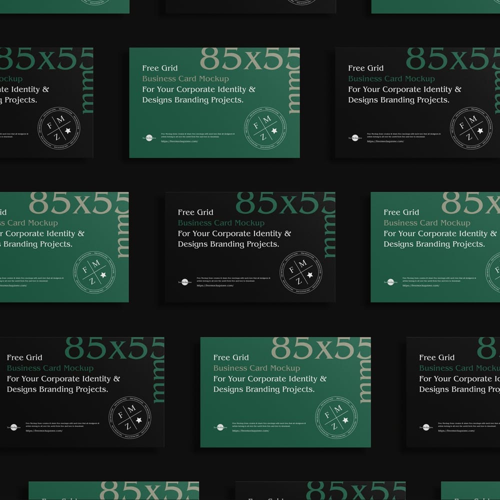 85×55 mm Grid Business Card Mockup PSD