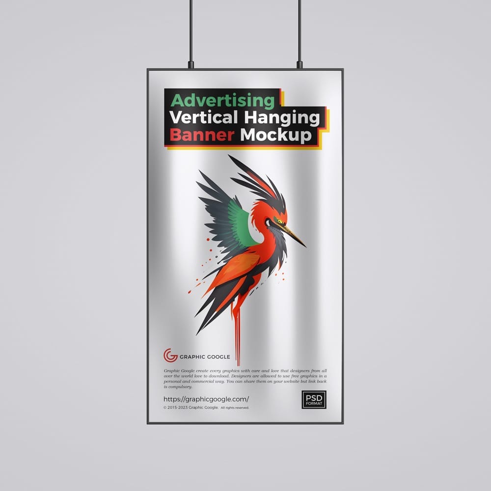 Advertising Vertical Hanging Banner Mockup