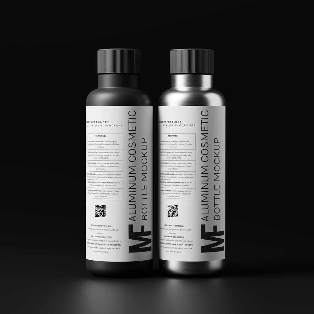 Aluminium Cosmetic Bottle Duo Mockup PSD
