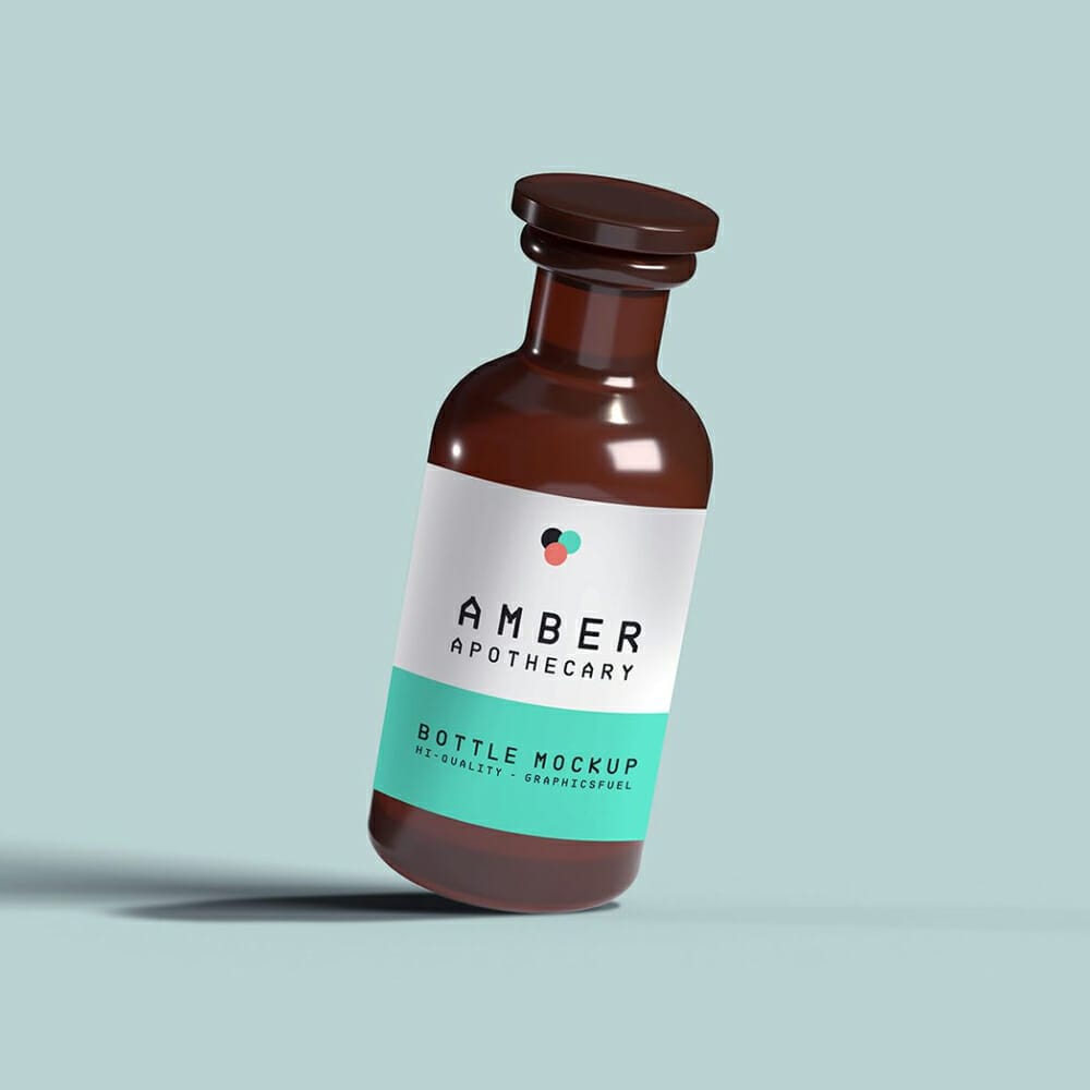 Amber Apothecary Bottle Mockup PSD