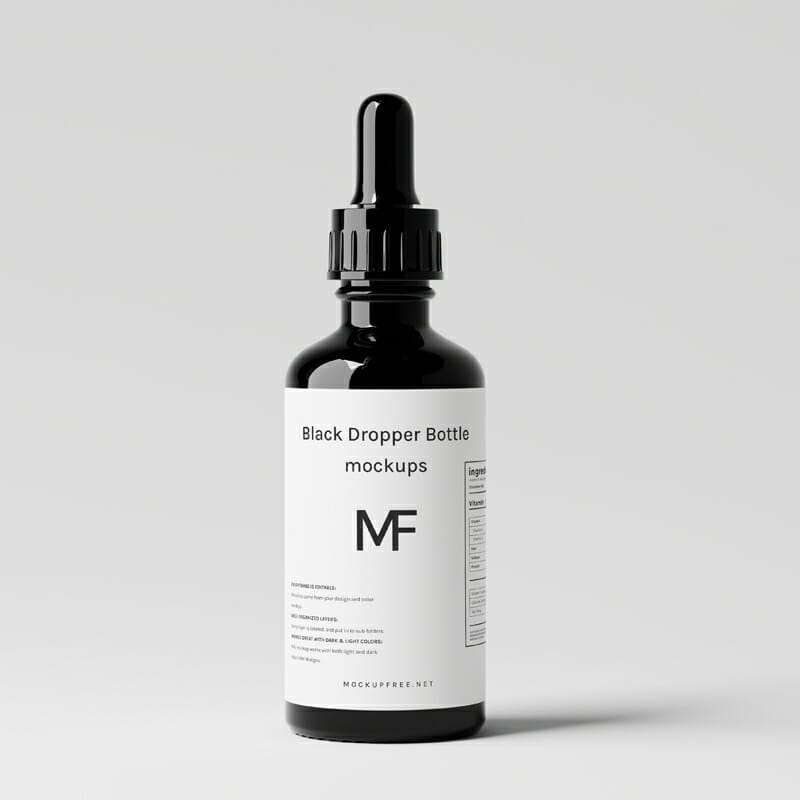 Black Dropper Bottle Mockups